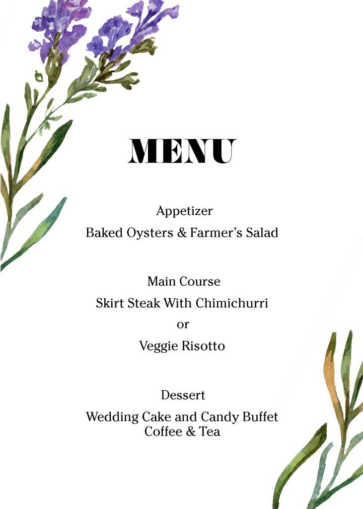 Template Elegant Watercolor Menu Template Design Purple Accent