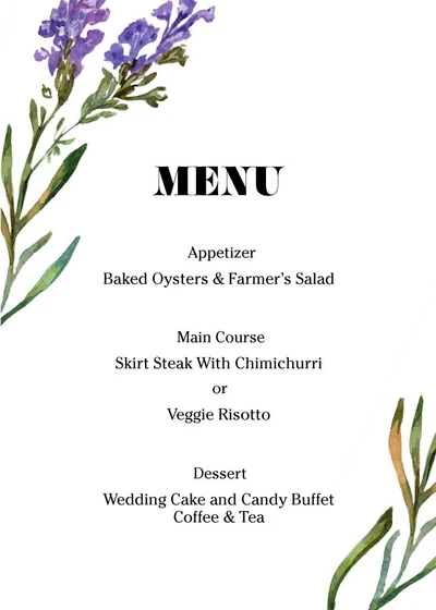 Template Elegant Watercolor Menu Template Design Purple Accent