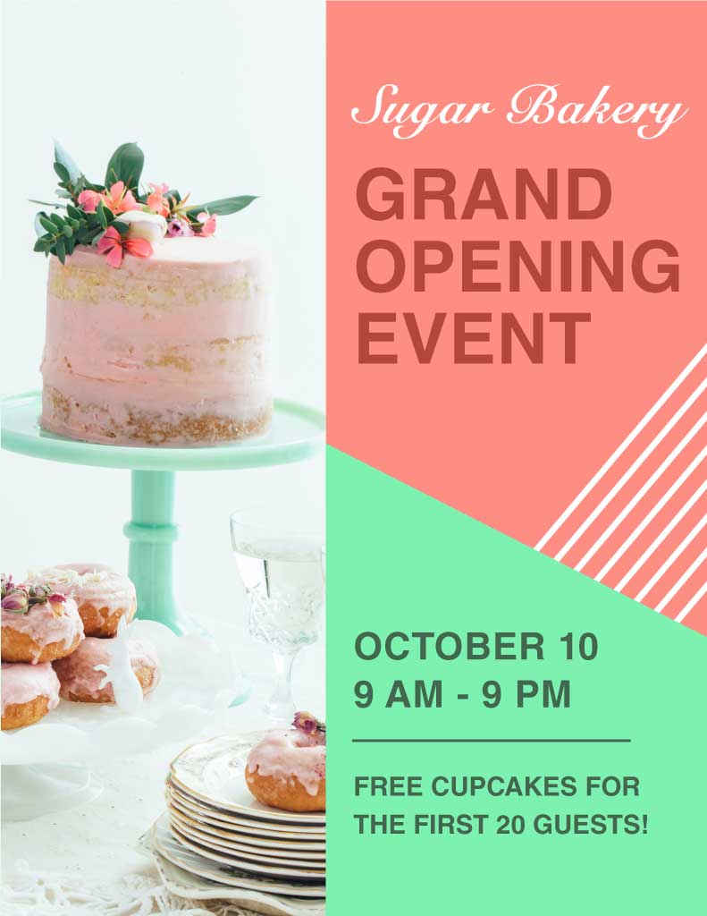 Sweet Bakery Grand Opening Poster in Pink and Mint