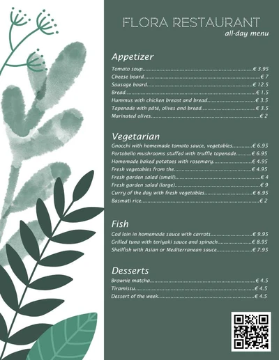 Template Green Toned Flora Restaurant Menu Post