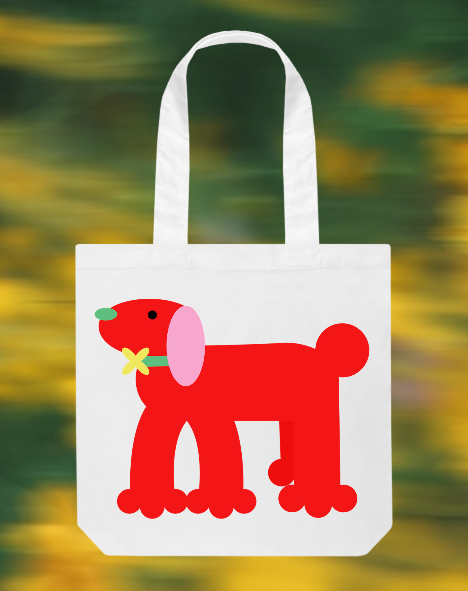 Template Vibrant Red Dog Tote Bag Design
