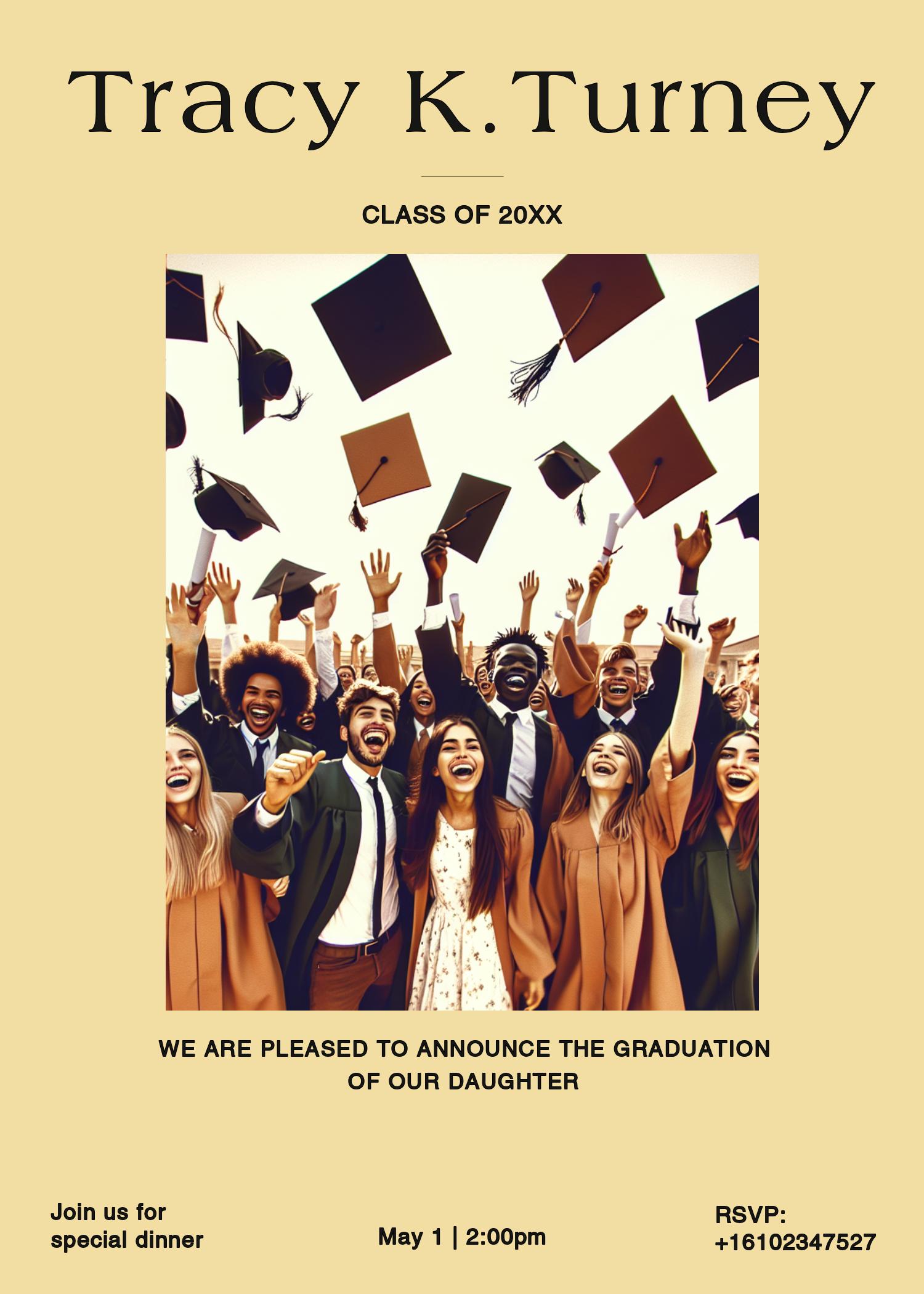 Elegant Orange Graduation Announcement Poster