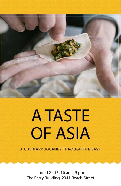Template Savor Asian Flavors Event Poster Yellow White