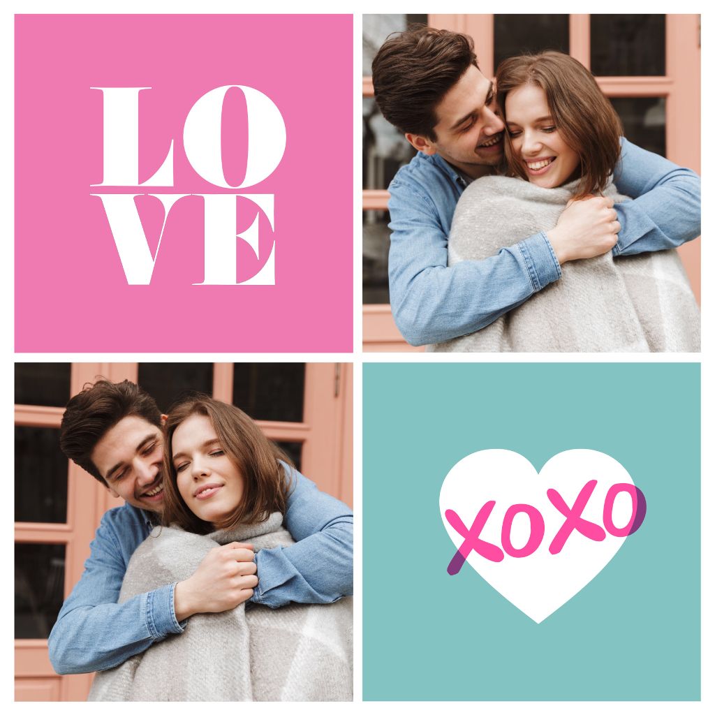 Charming Pink and Teal Love Poster Design