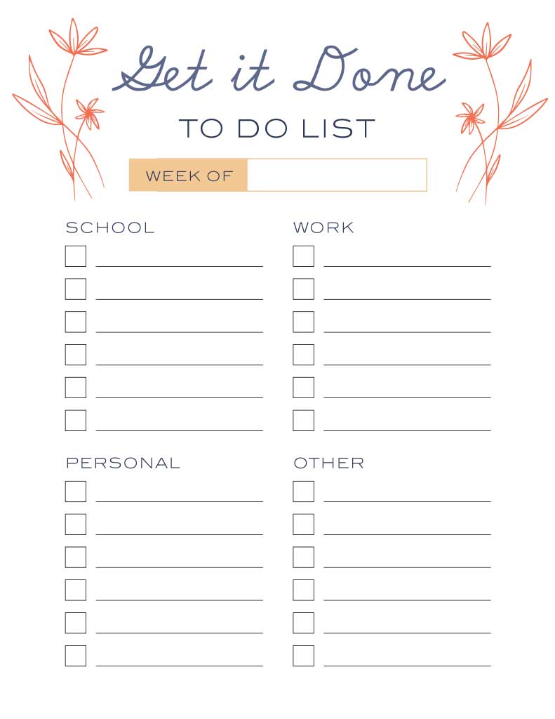 Elegant Blue and Coral To-Do List Poster