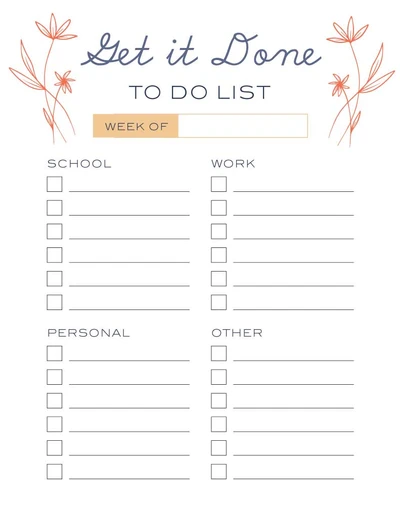 Template Elegant Blue and Coral To-Do List Poster