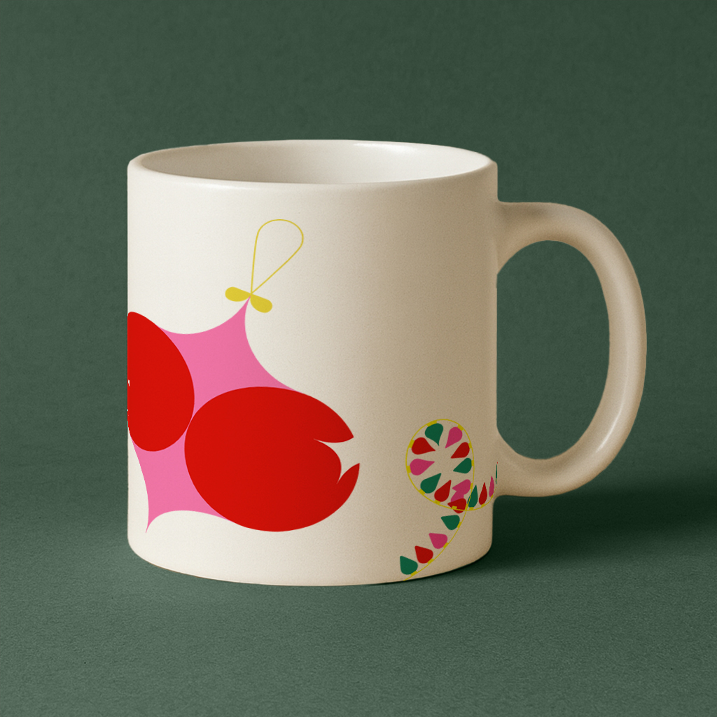 Template Vibrant Holiday Mug Design with Ornaments