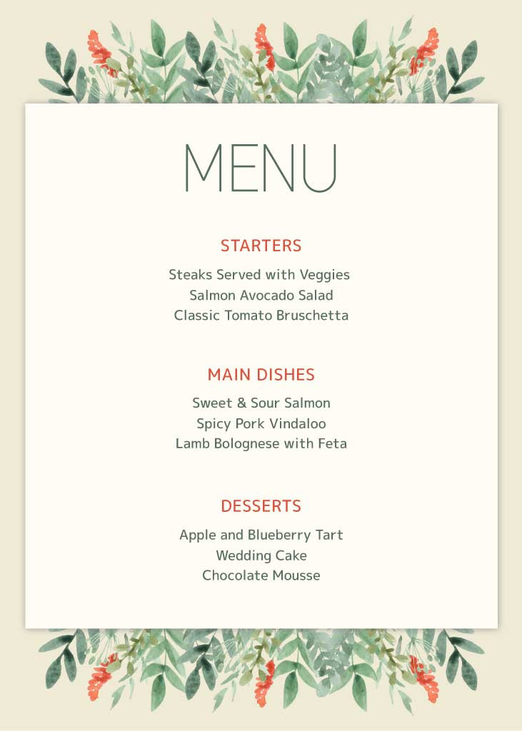 Template Elegant Green and Red Menu Poster Design