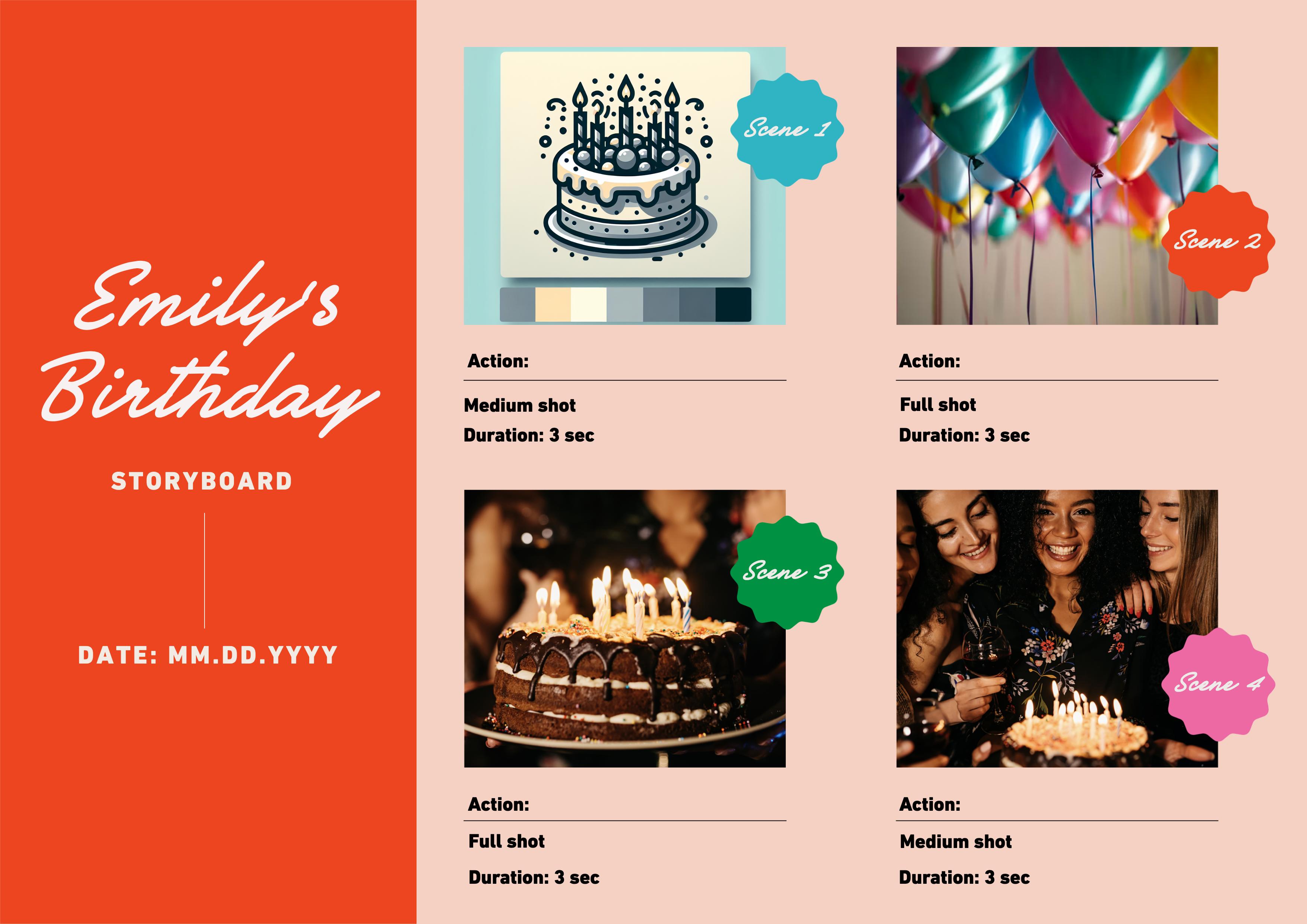 Colorful Birthday Party Storyboard Poster Design