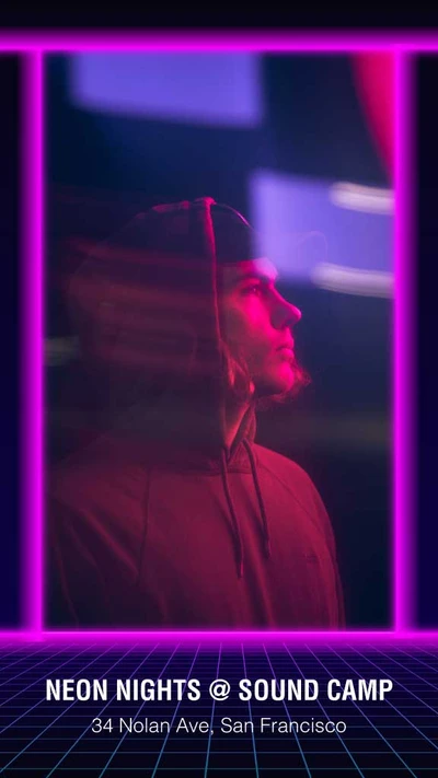 Template Vibrant Neon Sound Camp Event Poster