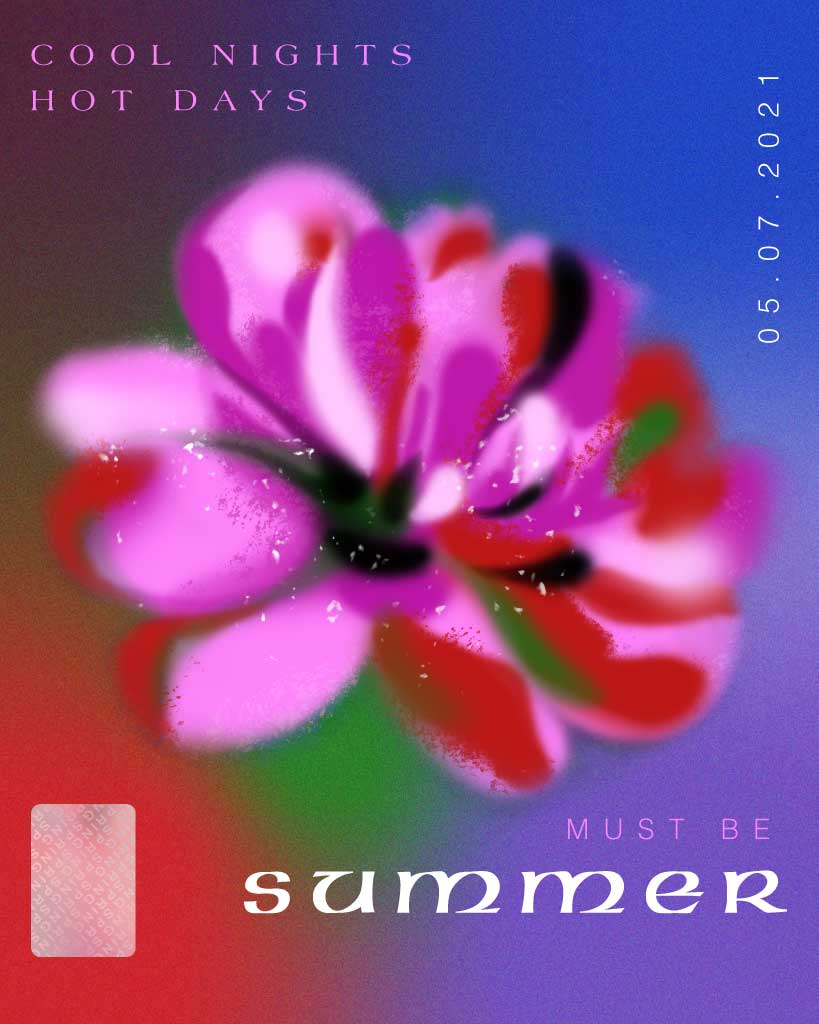 Summer Bloom Poster with Pink Floral Charm