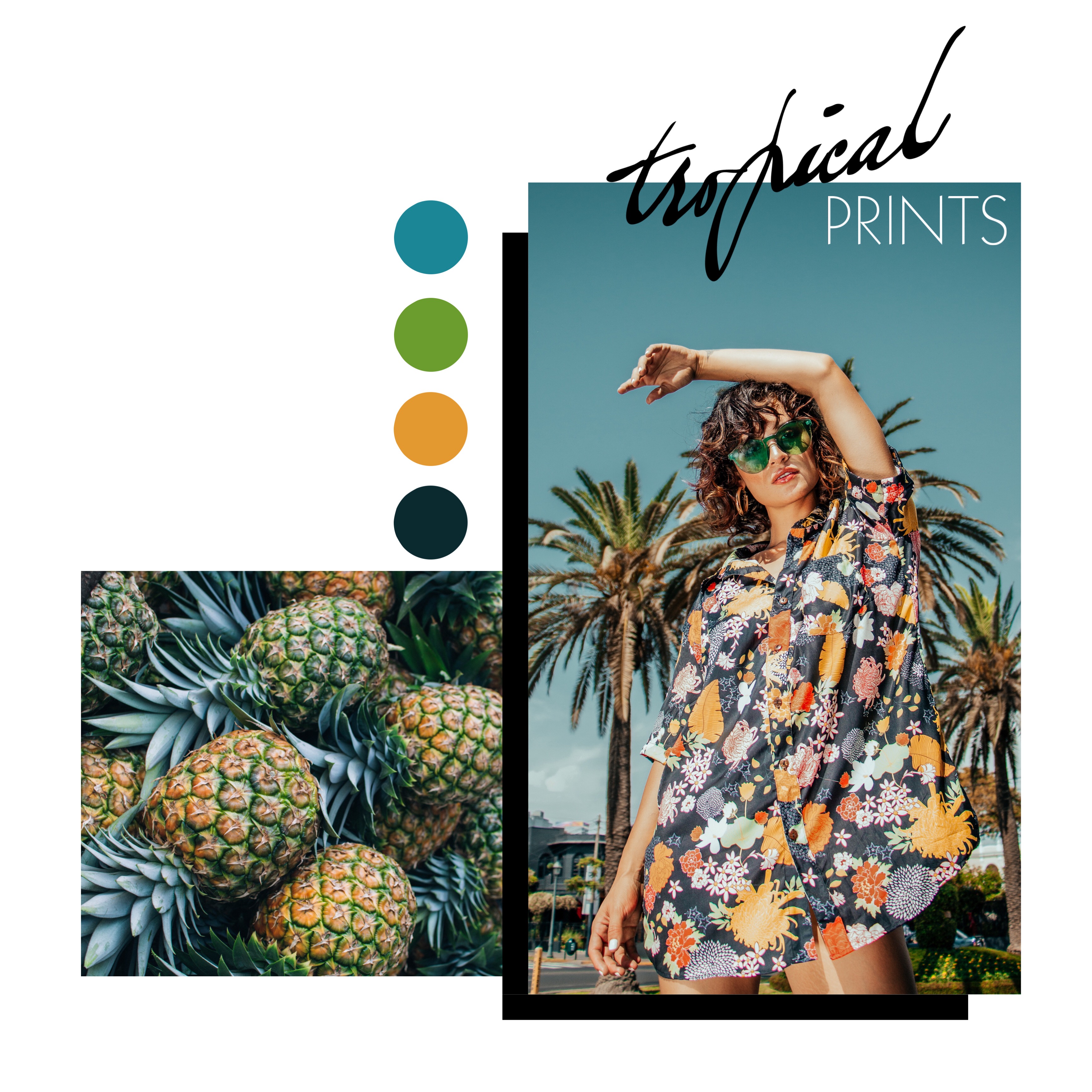 Tropical Prints Fashion Poster in Teal