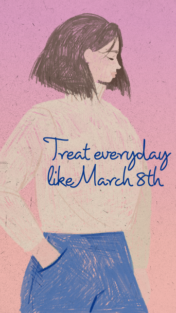 Empowering Women's Day Celebration Poster Pink Blue