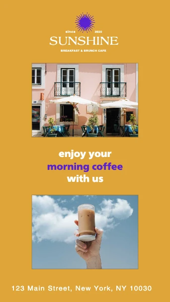 Template Warm Peach Cafe Breakfast Ad Poster