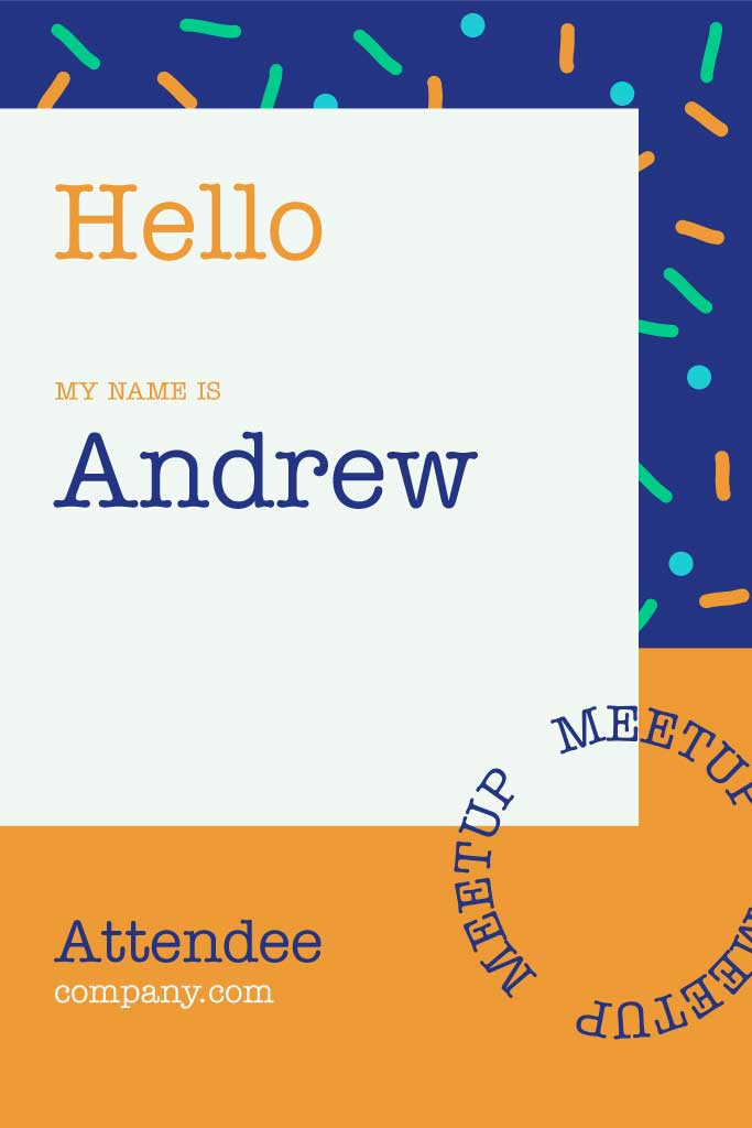 Template Vibrant Orange Meetup Name Badge Post