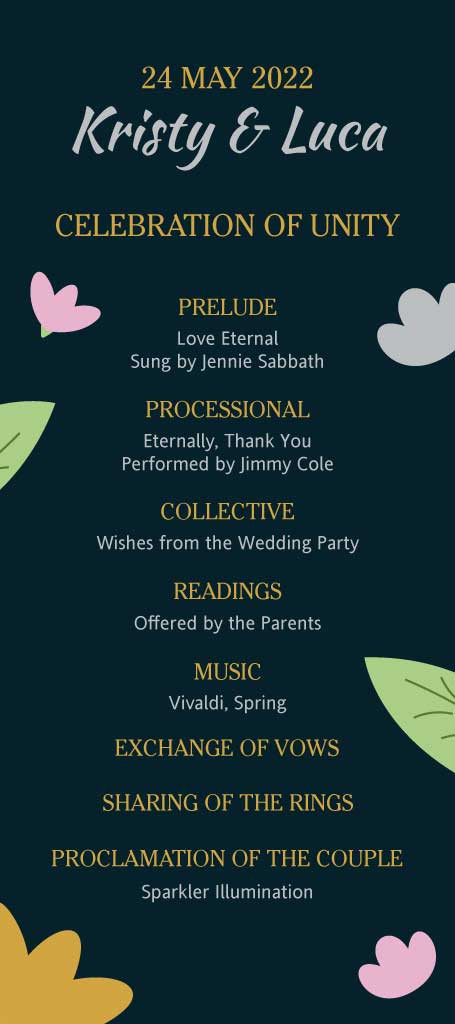 Template Elegant Green Wedding Program Poster Template