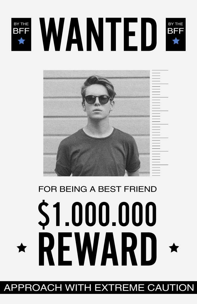 Template Monochrome Best Friend Wanted Poster Design