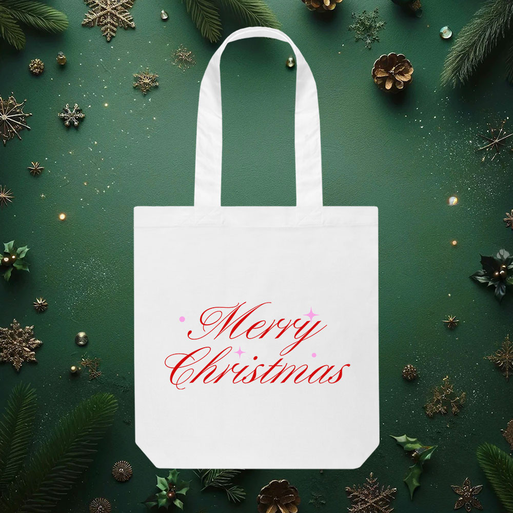 Template Elegant Green Merry Christmas Tote Bag