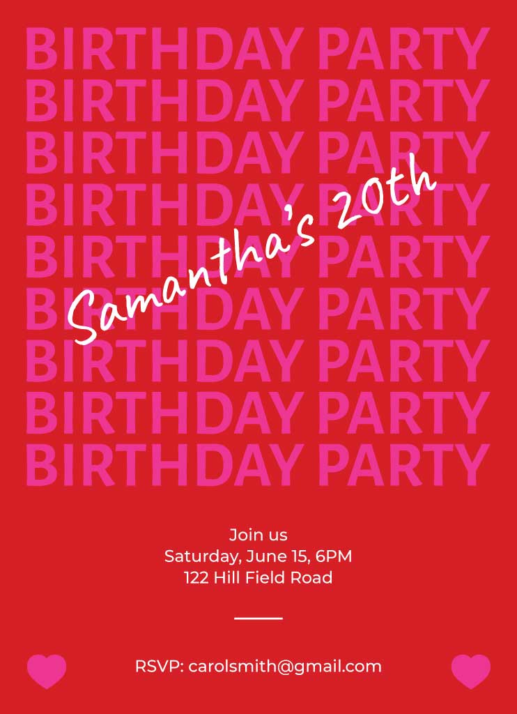 Crimson Birthday Bash Celebration Invitation Post