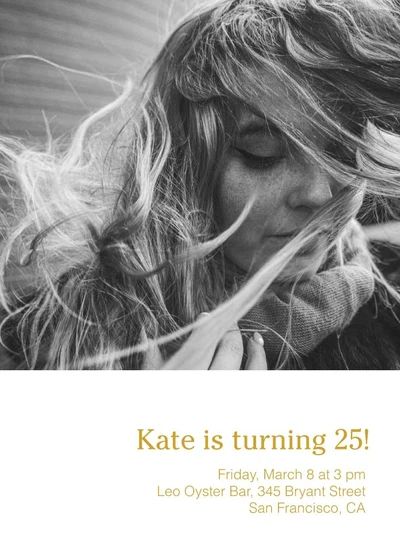 Template Elegant Black and White Birthday Invitation Post