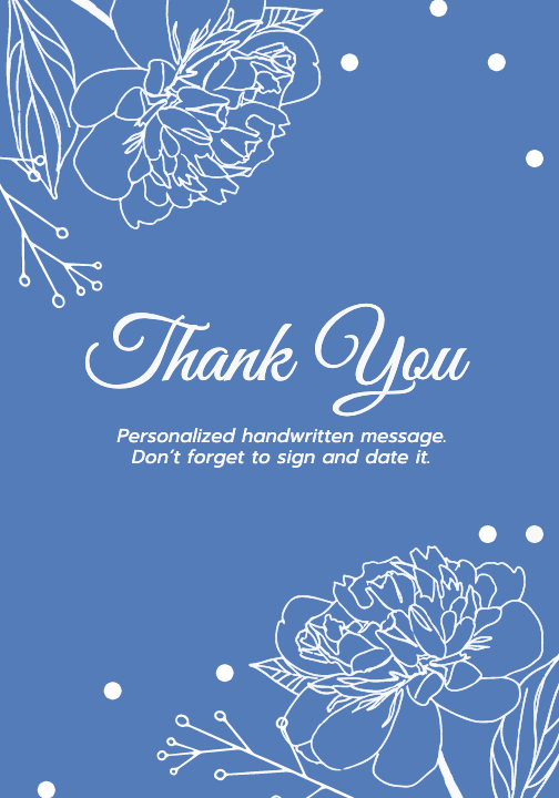 Elegant Blue Floral Thank You Card Design