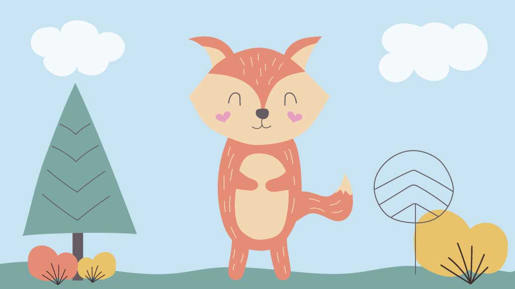 Cheerful Fox Illustration Social Media Post