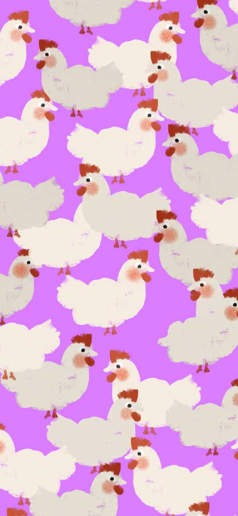 Playful Chicken Pattern Poster Design in Purple