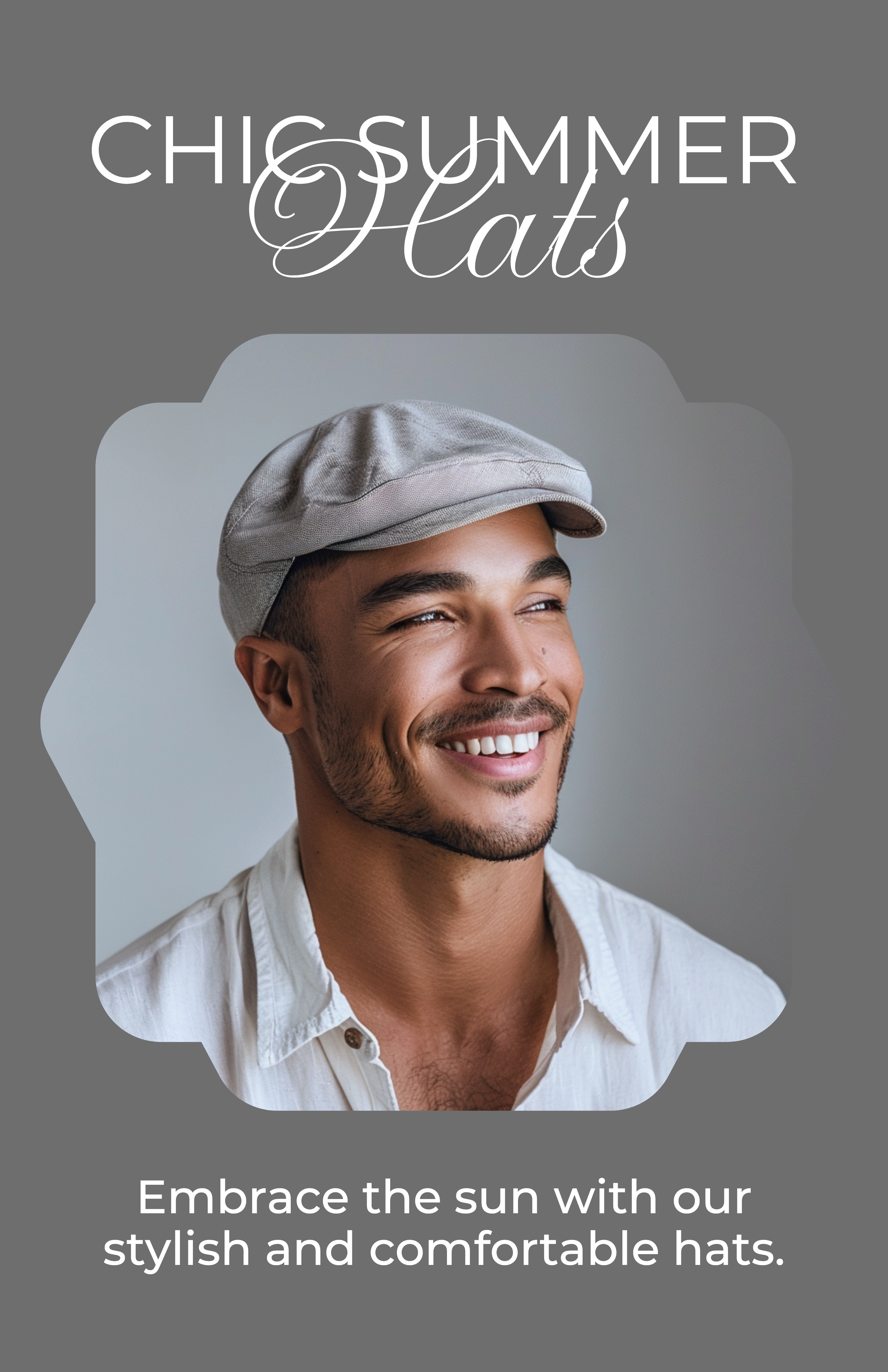 Template Chic Gray Summer Hat Poster Design
