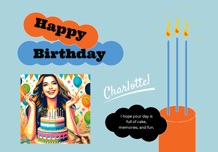 Joyful Blue and Orange Birthday Poster Design