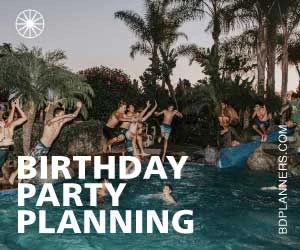 Template Blue Birthday Bash Planning Poolside Poster
