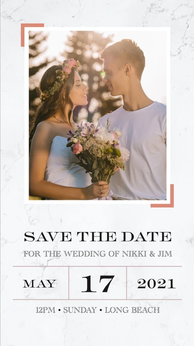 Template Elegant Marble Wedding Invitation Post