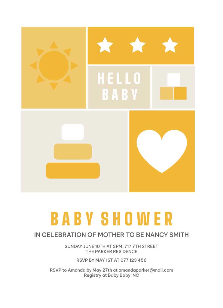 Sunny Yellow Baby Shower Invitation Post