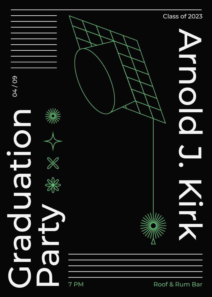 Template Chic Black Green Graduation Party Poster