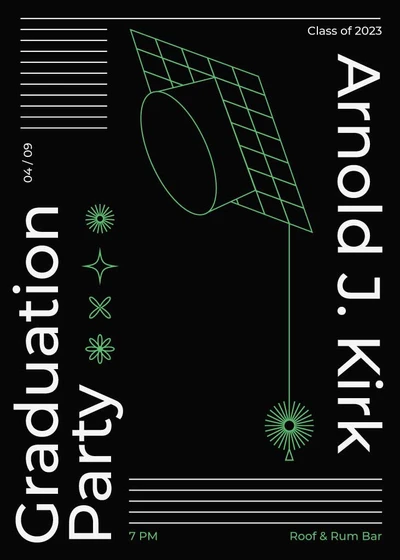 Template Chic Black Green Graduation Party Poster