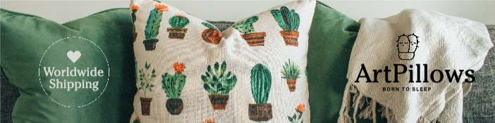 Green Cactus Themed Pillow Ad Banner