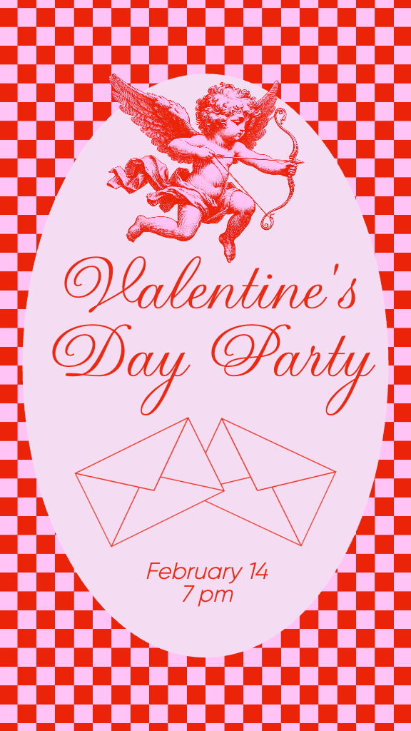 Valentine's Day Celebration Poster in Red and Pink