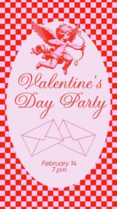 Valentine's Day Celebration Poster in Red and Pink