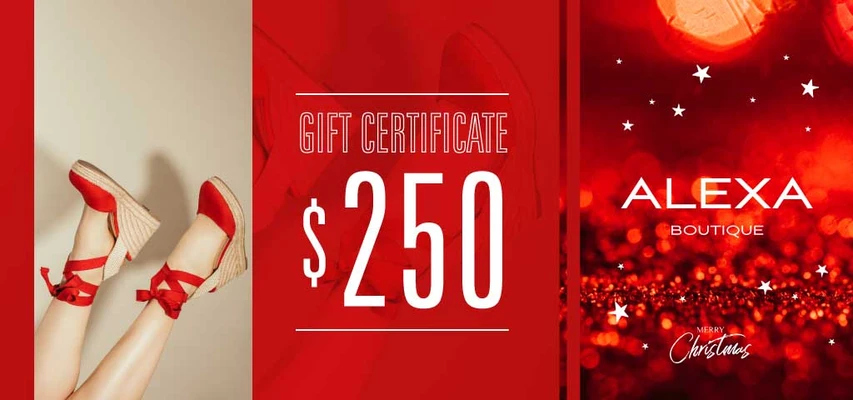 Template Red Christmas Voucher Design with Sparkle