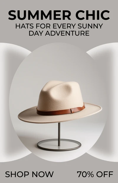 Template Stylish Beige Hat Promotion Poster