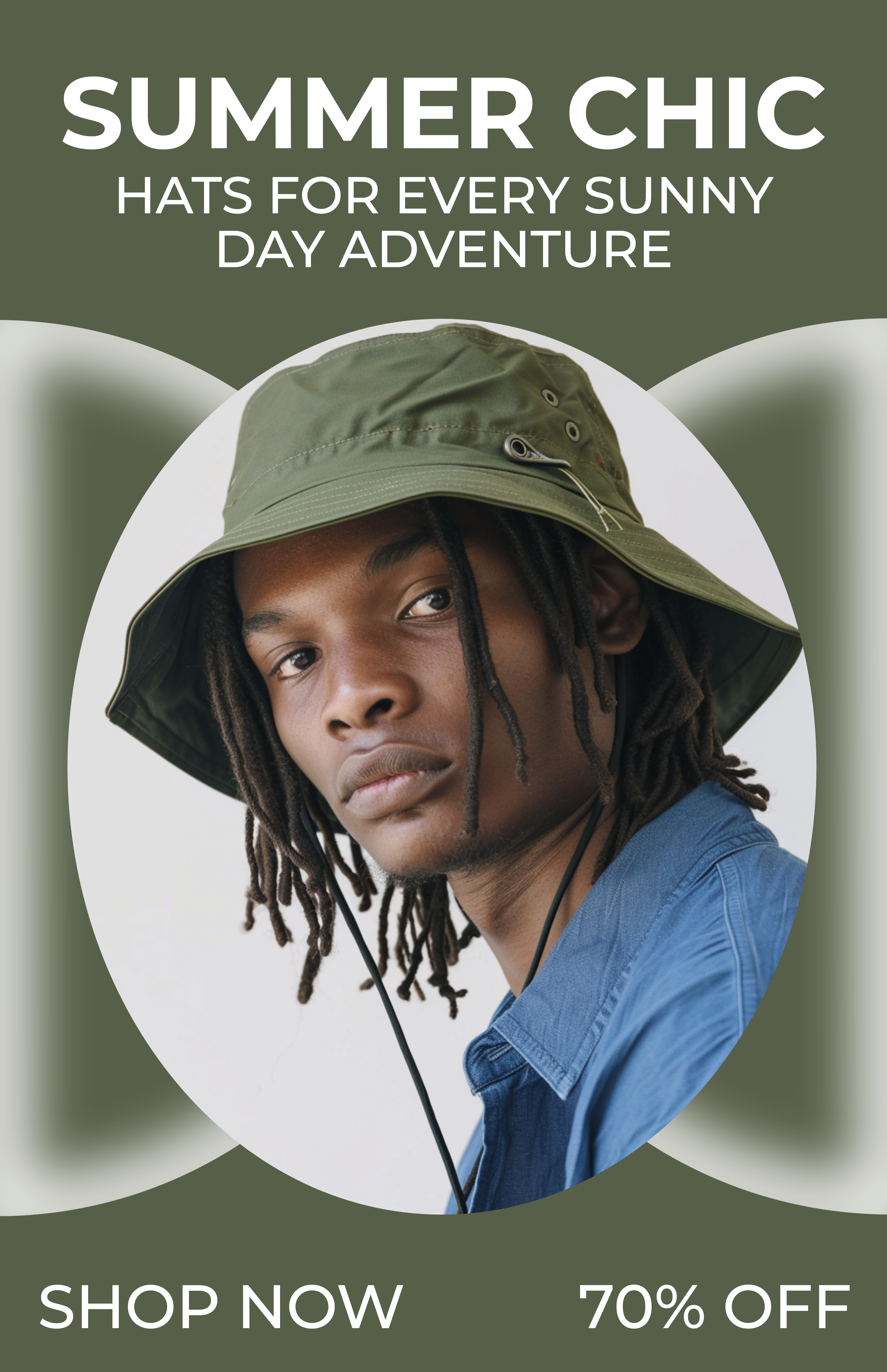 Template Stylish Olive Green Hat Sale Poster