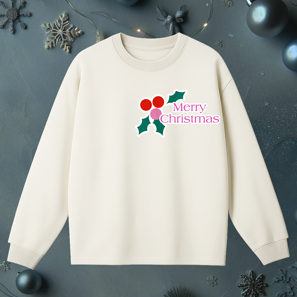 Template Cozy Cream Christmas Long-Sleeve with Holly