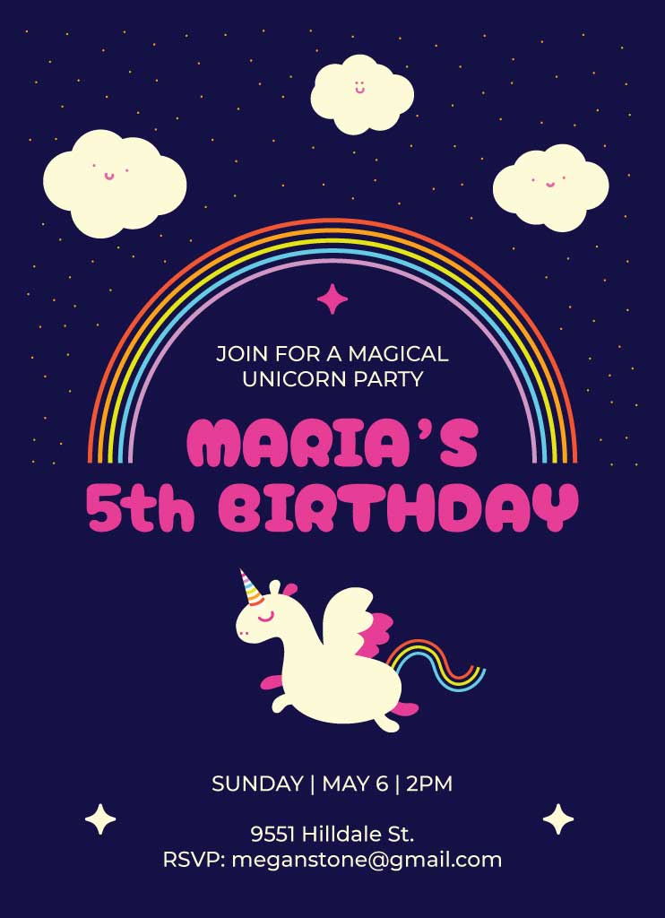 Magical Unicorn Birthday Party Invitation Poster