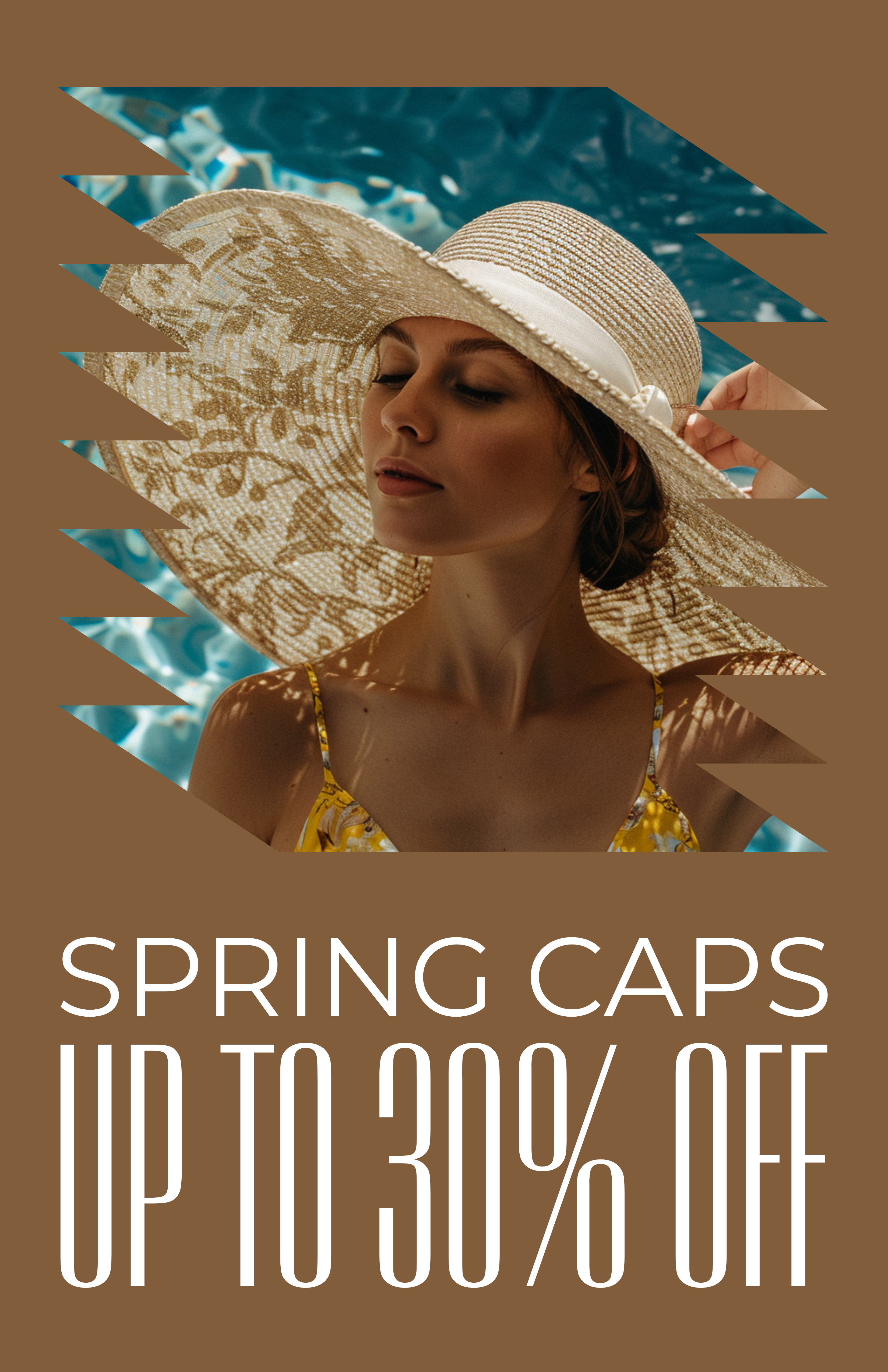 Stylish Spring Caps Sale Poster in Brown