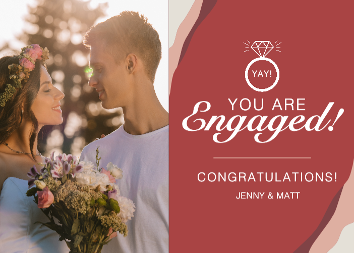 Template Romantic Engagement Announcement Post in Red