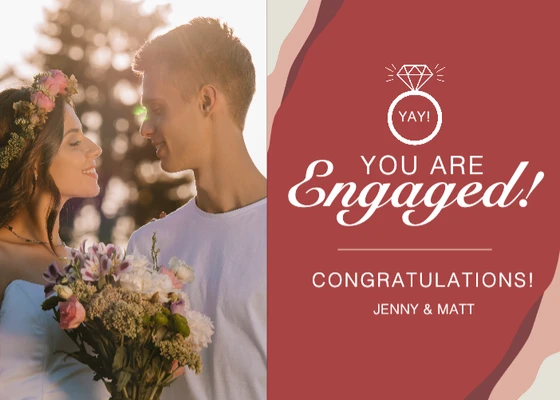 Template Romantic Engagement Announcement Post in Red