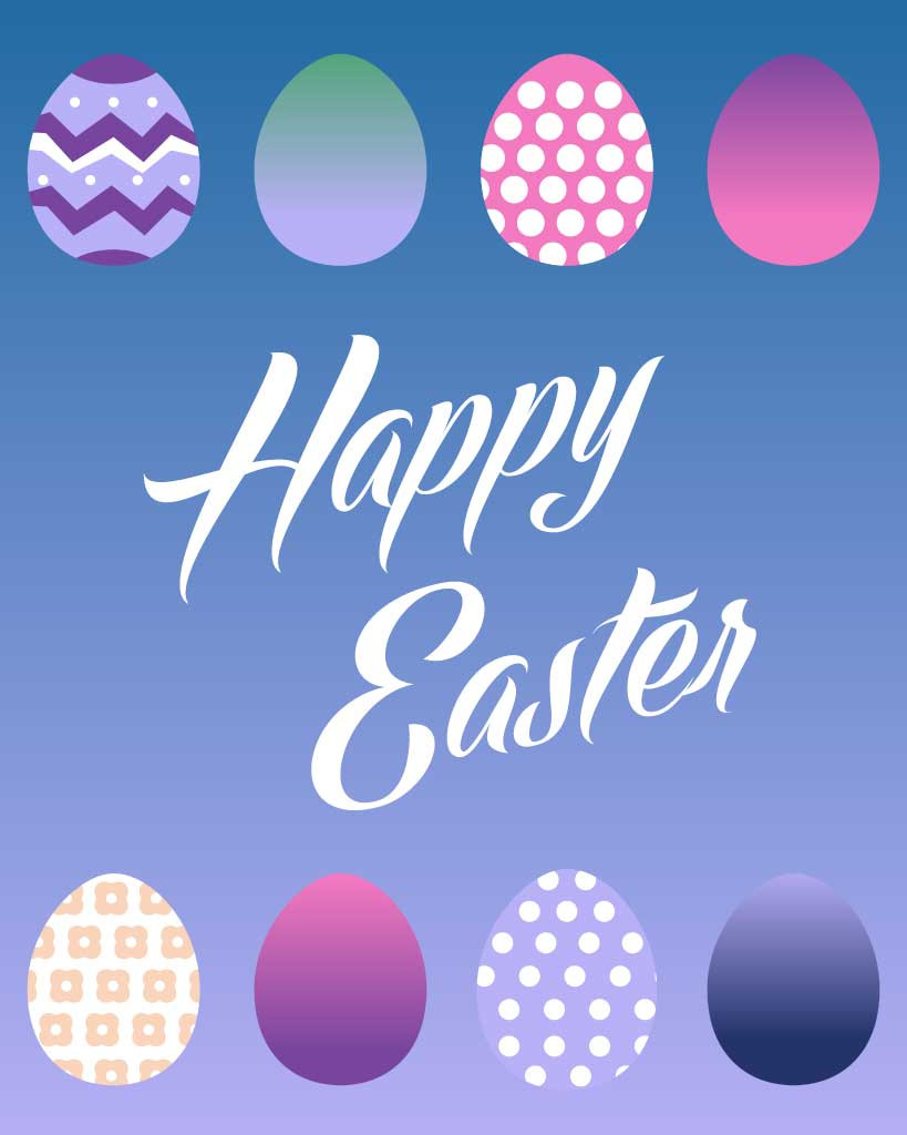 Template Elegant Blue and Purple Easter Poster Design