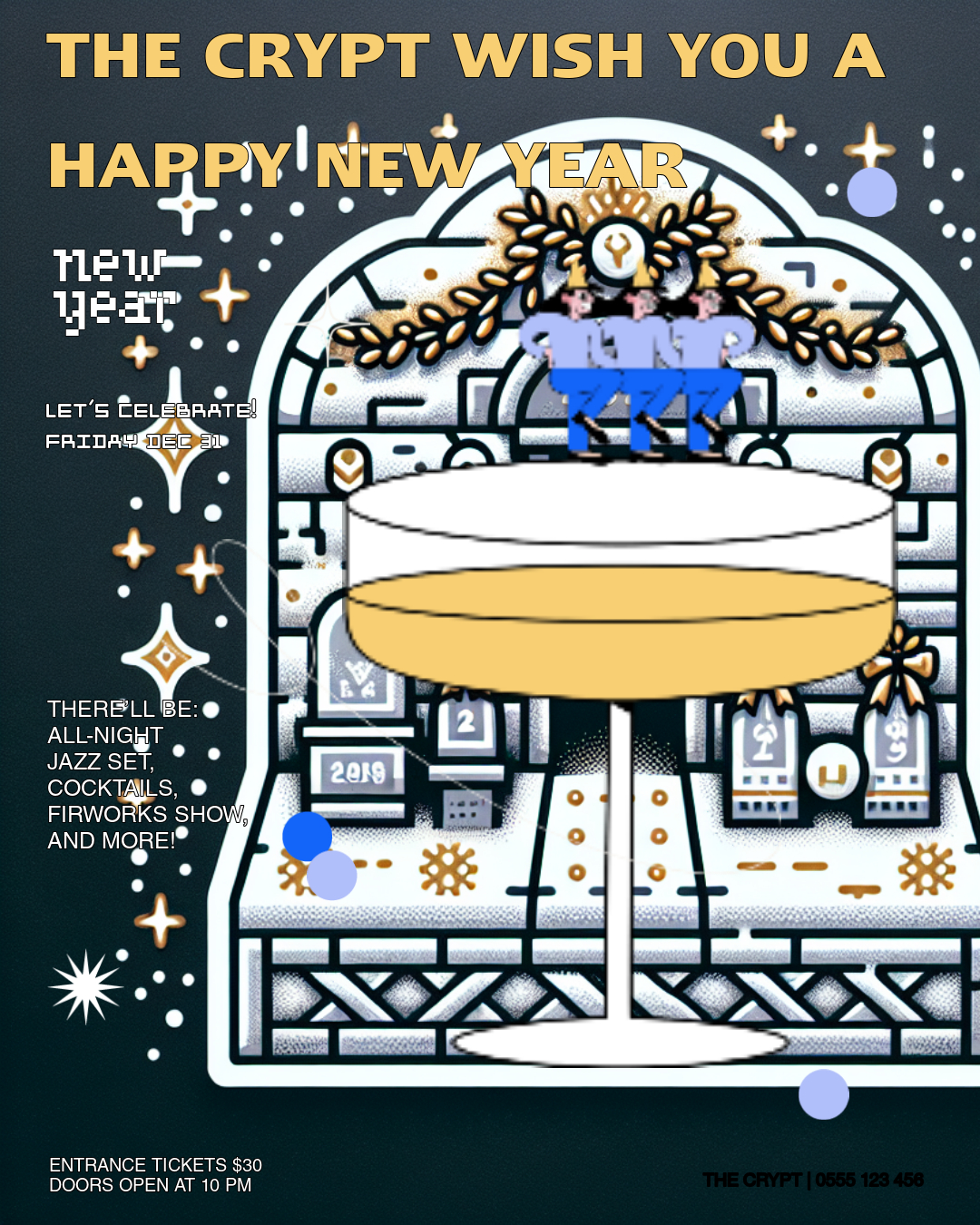 Black and Gold New Year Party Poster