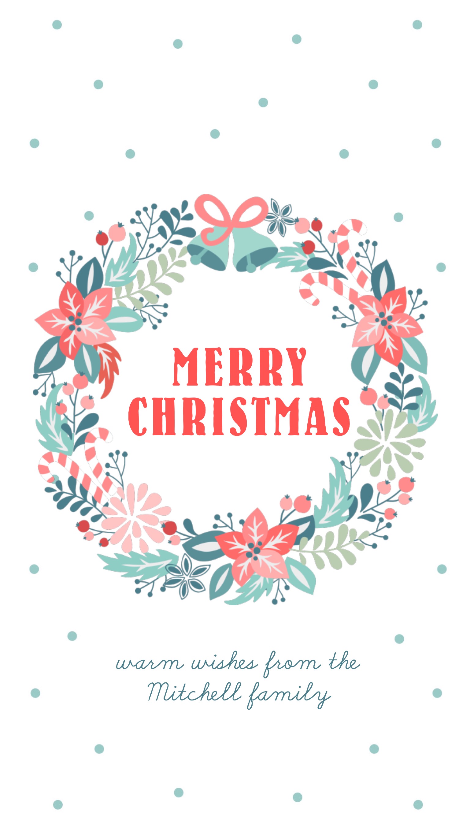 Charming Christmas Greetings Post Template in Coral and Mint