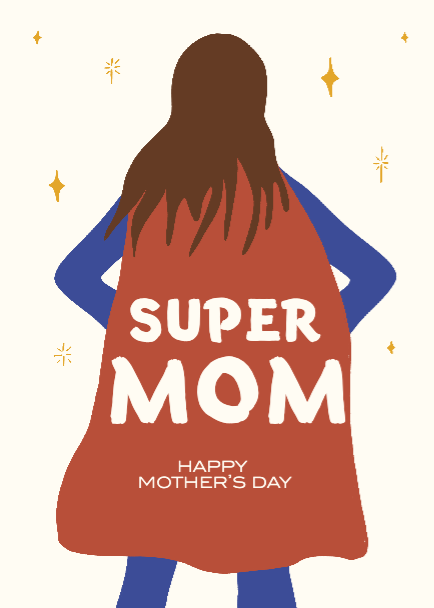 Cheerful Mother's Day Post in Crimson and Blue