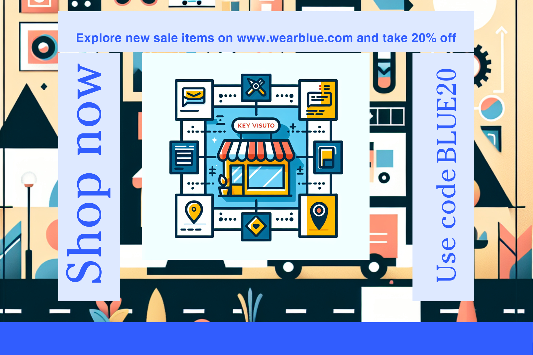 Vibrant Blue and Yellow Sale Ad Poster